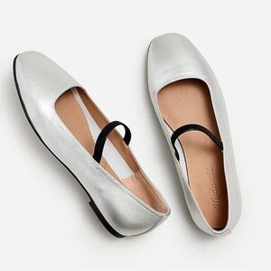 New Madewell The Greta ballet flat in silver size 7.5. NWOT